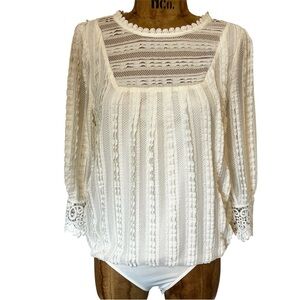 Express Cream Lace Blouse/Bodysuit Like New! S